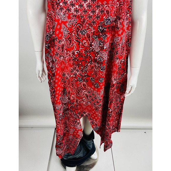 New Maurices Womans Sz 1X Plus Red Paisley Halter Midi Dress NWT - Picture 7 of 10